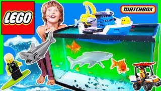 Legos and Shark Ship Rescue REAL FiSH from GiANT SHARK [upl. by Targett]