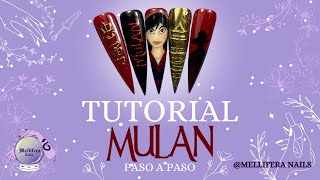 TUTORIAL MULAN PASO A PASO CON GELES SEMIPERMANENTES  diseño en uñas a mano alzada [upl. by Acker]