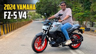 2024 Yamaha FZS V4 DLX Review 😍  New Changes Features amp Colour [upl. by Naniac]