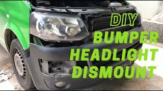 🛠How To Replace a Headlight On VW T5  DIY Bumper Dismount Tutorial [upl. by Fennessy517]