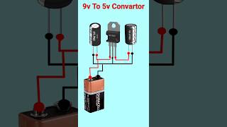 👌💯9v and 5v convert circuitmosfet LM7805capacitor and 9vbattry inputbastconvertcircuitshorts [upl. by Botzow8]