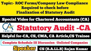 ROC Forms Company Law Compliance Required to check before Finalization of Statutory AuditCACSCMA [upl. by Worrell176]