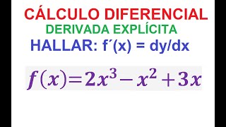 3 DERIVAR fx 2x³  x²  3x DERIVADA DE UNA POTENCIA [upl. by Ydahs457]