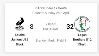 Souths Juniors U12 Black vs Logan Brothers U12 1Smith  Round 2  2024 [upl. by Delano554]