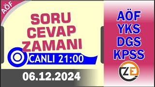 06 12 2024  CUMA 2100  Canlı Soru Cevap Zamanı  Kamu Personel AlımAçıköğretim DGS KPSS YKS [upl. by Durman958]