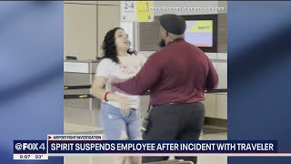 VIDEO Spirit Airlines employee gets into fight with traveler at DFW Airport [upl. by Onaicul]