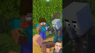 Minecraft on SlowMotion with Pillager Raid steve herobrine minecraft funny [upl. by Jaworski]