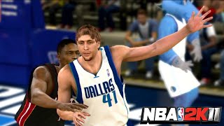 DIRK NOWITZKI VS BIG 3  HEAT at MAVERICKS  NBA 2K11 Gameplay [upl. by Eelarac]