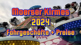 Moerser Kirmes 2024  Fahrgeschäfte  Preise [upl. by Barnaby771]