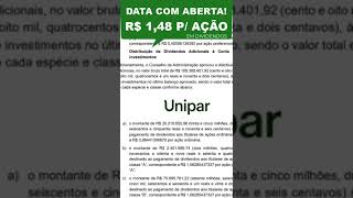 UNIP6  R 148 POR AÇÃO EM DIVIDENDOS  DATA COM PARA RECEBER DIVIDENDOS DA UNIPAR UNIP6 [upl. by Nalyak]