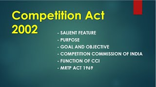 Competition act 2002 Aims and objective MRTP Competition commission of India  Guruji law  hindi [upl. by Luar]