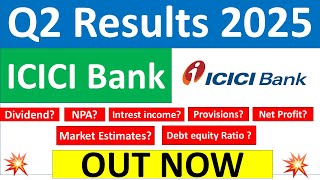 ICICI BANK Q2 results 2025  ICICI BANK results today  ICICI BANK Share News  ICICI BANK Share [upl. by Ahtamat127]