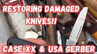 Reviving and Restoring Damaged Knives Salvaging Broken Tips  Case XX amp USA Gerber [upl. by Yort]