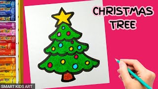 How To Draw Christmas Tree  Christmas Tree Drawing  Draw Smart [upl. by Assirehc927]