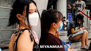 Myanmar Street Walking Tour In The Yangon Of Burma [upl. by Jorgensen]