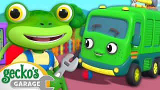 Wheels on The Truck Song  Sing Along at Geckos Garage  Truck Cartoons for Kids [upl. by Drolyag]