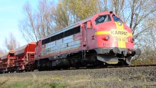 Kárpát Vasút 459 021 exDSB My 1125 on ballast train along Lake Balaton table 29 [upl. by Madoc]