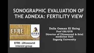 Prof Dalia Osman Sonographic Evaluation of the adnexa Fertility view Ultrasound in ART [upl. by Spence]