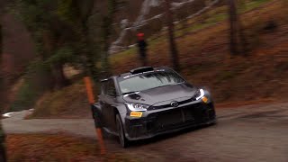 Tests Rallye Monte Carlo 2024  Pierre Louis Loubet  Toyota Yaris Rally2  Attack on wet road [upl. by Joyann978]