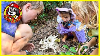 Kids Pretend 🦖 CALEB MARY amp CHARLENE DIG UP DINOSAUR BONES [upl. by Ennoirb913]