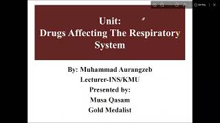 Respiratory Drugs Part 1 Drugs use for Asthma  BSN 4th amp Post RN 1st Semester  KMU Lectures [upl. by Jeanne]