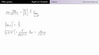 Reguła de lHospitala  zadanie 2 [upl. by Babara]