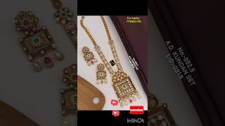 Long brass gold plated necklace designs 💕🔥 long kundan nacklace designs jewellery [upl. by Nikolos]