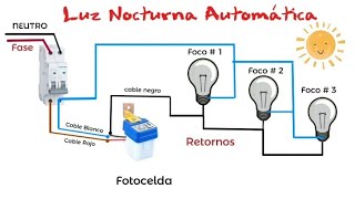 Instalar Fotocelda🏠 🌙 a Focos 💡 Con Interruptor👉🖲 Diagrama🤳 [upl. by Endo]