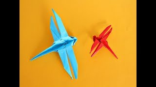 Оригами Стрекоза из бумагиOrigami Libélula de papelDIY Paper Dragonfly Easy origami [upl. by Hackathorn]