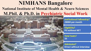 NIMHANS MPhil amp PhD in Psychiatric Social Work 2022  Admission Notification in Best Institute [upl. by Nauj]