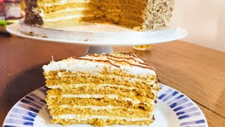 Russian Honey Cake recipe  most addictive Cake Marlenka or Medovik [upl. by Madancy]