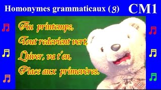 Orthographe CM1  Homonymes grammaticaux 3 Poème  Le Printemps [upl. by Allemrac]