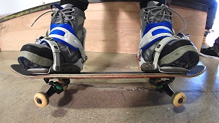 SKATEBOARDING WITH SNOWBOARD BINDINGS  STUPID SKATE EP 83 [upl. by Aicelf906]