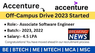 Accenture OffCampus Drive 2023  2022 BATCH  ASE Role  Biggest Hiring  Congrats Mail  PART1 [upl. by Drarreg]