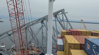 unified command prepare to move pieces of steel aboard the MV Dali [upl. by Rikki]