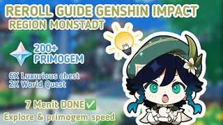 Fast explore reroll Genshin impact region Monstadt cheat Primogem speed [upl. by Idner10]