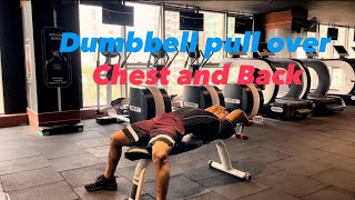 How to perform Dumbbell pullovers exercise💪👌 chest and Back muscles workouts  workout muscle [upl. by Tanitansy]