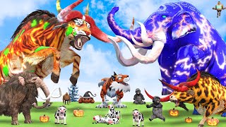 Mammoth Elephant Cow vs 5 Zombie Bull African Elephant vs Tiger Attack Cow Save by Woolly Mammoth [upl. by Smart234]