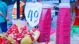 Juicing Pomegranate Juice And Cutting Pomegranate Skills 13  Thai Street Food [upl. by Nealy994]