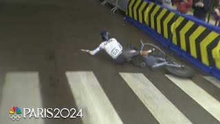 SLIP N SLIDE Rain wreaks havoc on womens cycling time trial  Paris Olympics  NBC Sports [upl. by Akenn]