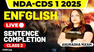 NDACDS 1 2025 Exam English Live  Sentence Completion  Class 2 [upl. by Nahtanha]