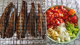 Breakfast  Smokedherring with tomatoes fried bake fried plantains and caloungie [upl. by Dera]