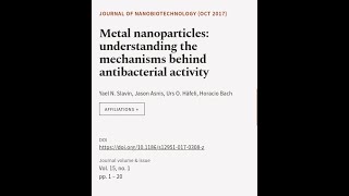 Metal nanoparticles understanding the mechanisms behind antibacterial activity  RTCLTV [upl. by Gernhard]