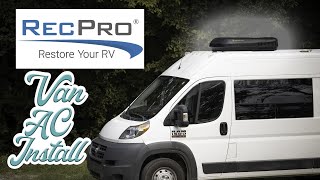 RV Air Conditioner Install in a Van Houghton RecPro Low Profile 13500 BTU ACPromaster Van Build [upl. by Carline]