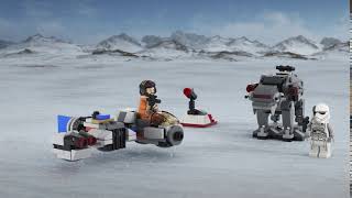 Ski Speeder vs First Order Walker Microfighters  LEGO Star Wars  75195 Product Animation [upl. by Arikihs]