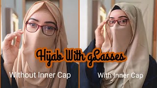 Requested Hijab style W Glasses👓 without inner cap GeorgetteChiffon Niqab Style Hijab Tutorial [upl. by Astto220]