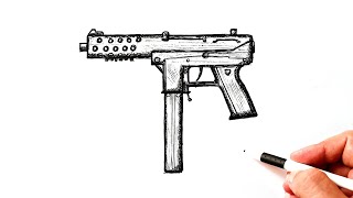 How to draw a Submachine Gun Tec9 [upl. by Denver]