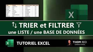 TRIER et FILTRER une LISTE base de données avec EXCEL  Cours pratique [upl. by Waterer813]