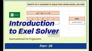 Spreadsheet for Engineers  Part 24 Introduction to Excel Solver  BME358C [upl. by Assiral]