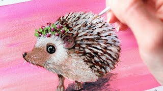 Day 10 Sketchbook Challenge Painting a Hedgehog with a Flower Crown [upl. by Grimaldi]